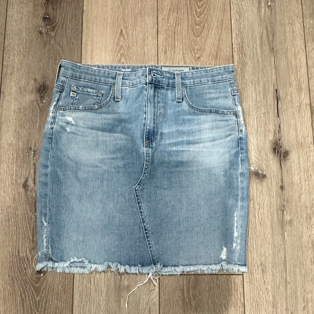 AG Erin Light Wash Denim Miniskirt